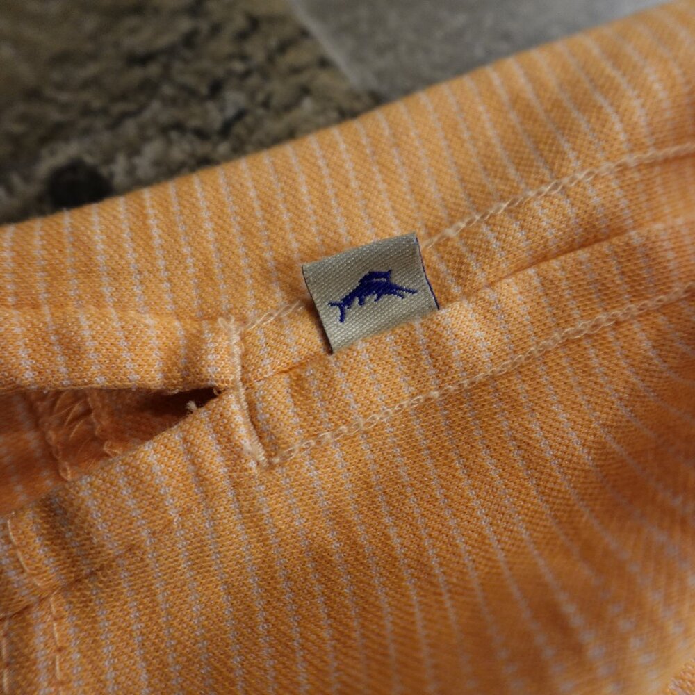 Tommy Bahama Striped Polo Shirt Men’s XL Peach Orange Casual Island Wear - Picture 8 of 9